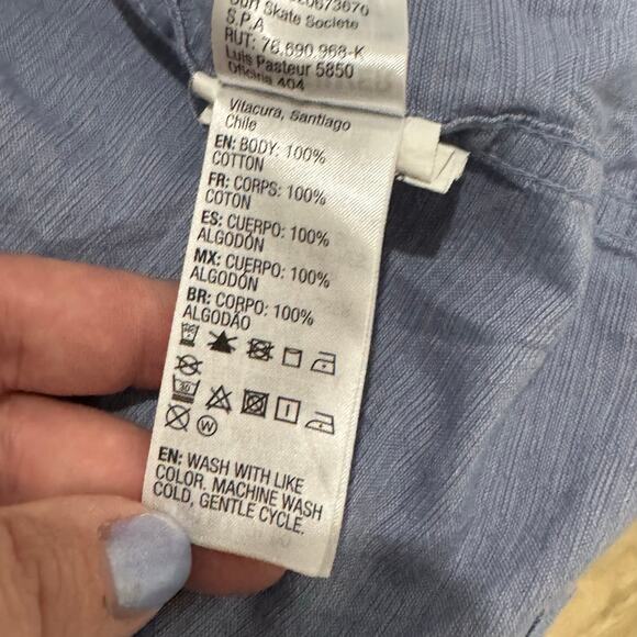 QuickSilver Men’s SS Button Down Blue Shirt Sz M - Picture 7 of 9